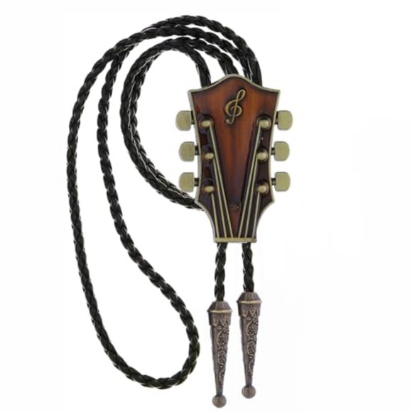 Guitar Bolo Tie Western Cowboy Rodeo Bolo Tie for Men - Picture 1 of 1
